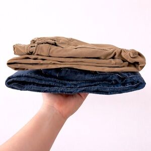 Lazer Boys Jeans Bundle Size 8 Slim Straight Adjustable Waist Blue Khaki 2 Pair